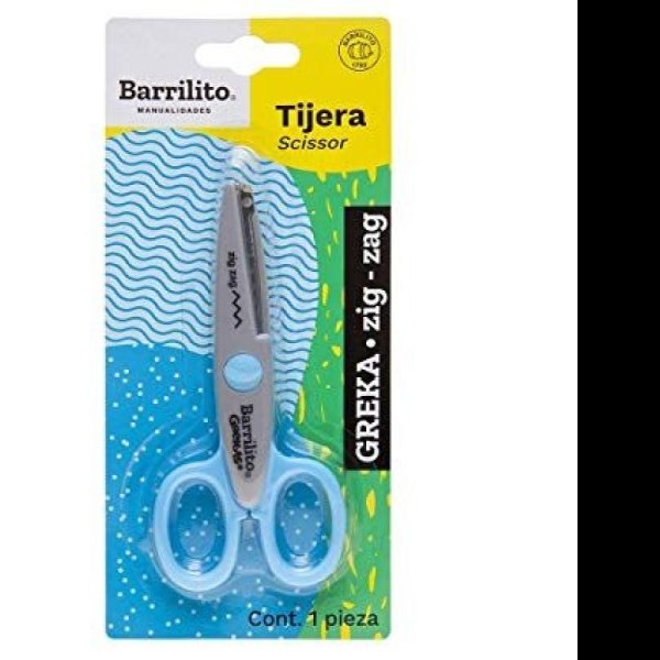 TIJERA PLAST. 6-13CM. ZIGZAG GREKA1 BARRILITO BL.C11224